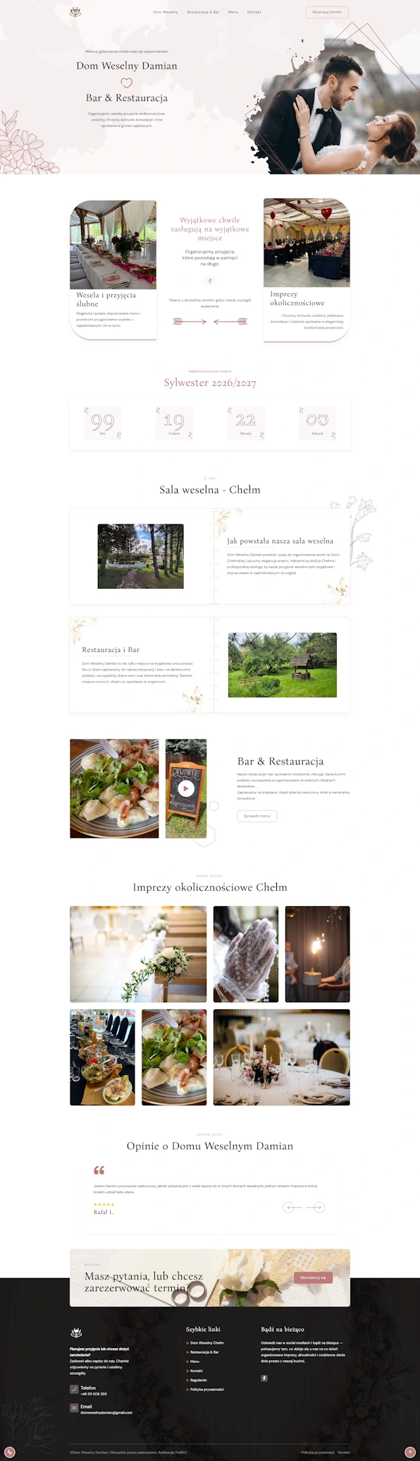 domweselnychelm.com – Dom Weselny Damian, Bar & Restauracja w Chełmie – widok desktop