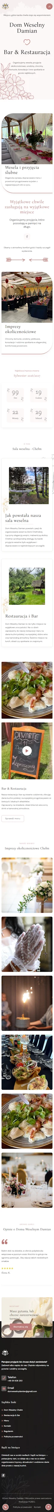 domweselnychelm.com – Dom Weselny Damian, Bar & Restauracja w Chełmie – widok mobile
