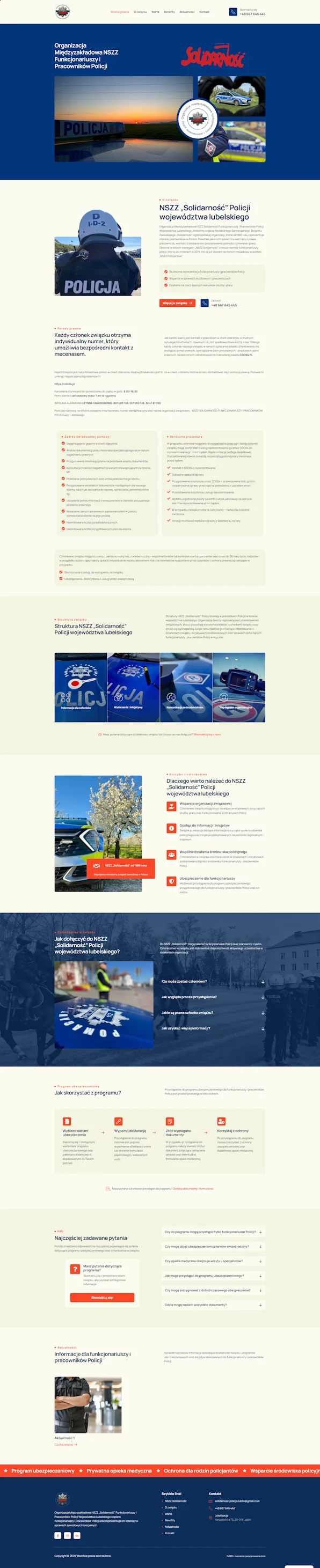 lubelskasolidarnosc.com.pl – strona organizacji pracowniczej policji – widok desktop